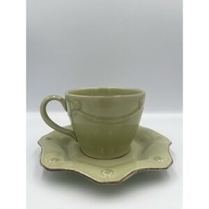 JULISKA Berry & Thread Pistachio Green Tea Coffee Cup & Saucer NEW 3" Mug
